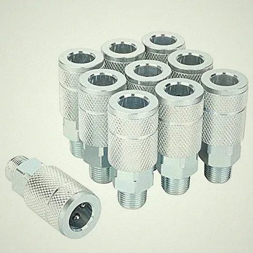3/8 Air Compressor Hose Fittings, Automotive T-Type, 3/8 Inch 3/8 MNPT COUPLER