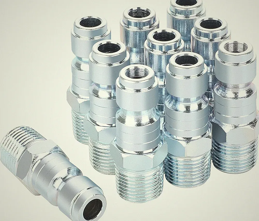 3/8 Air Compressor Hose Fittings, Automotive T-Type, 3/8 Inch NPT Male Threads