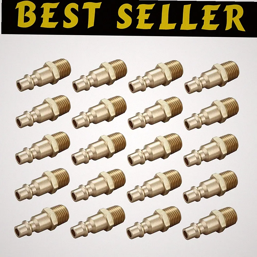 Brass Male Air Fittings, Industrial Type D, 1/4 Inch NPT