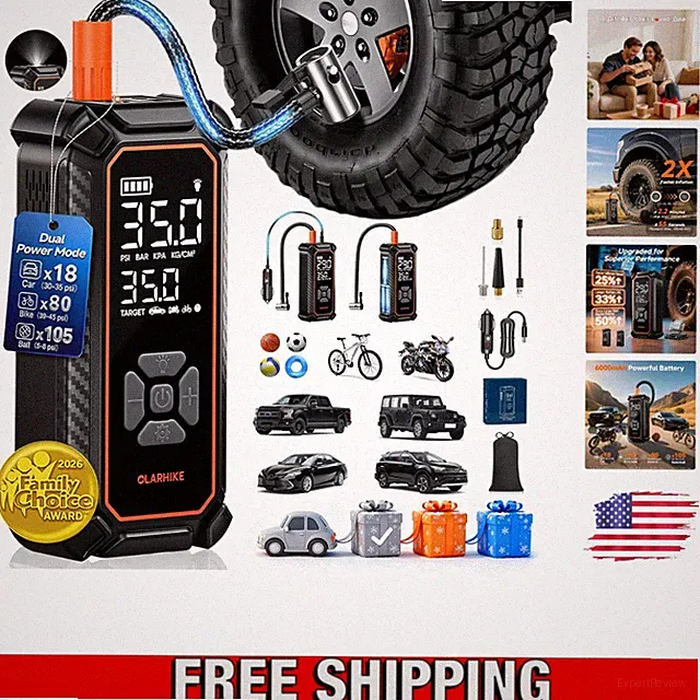 Compact Cordless Air Compressor for Quick Tire Inflation - 150PSI, LED Display