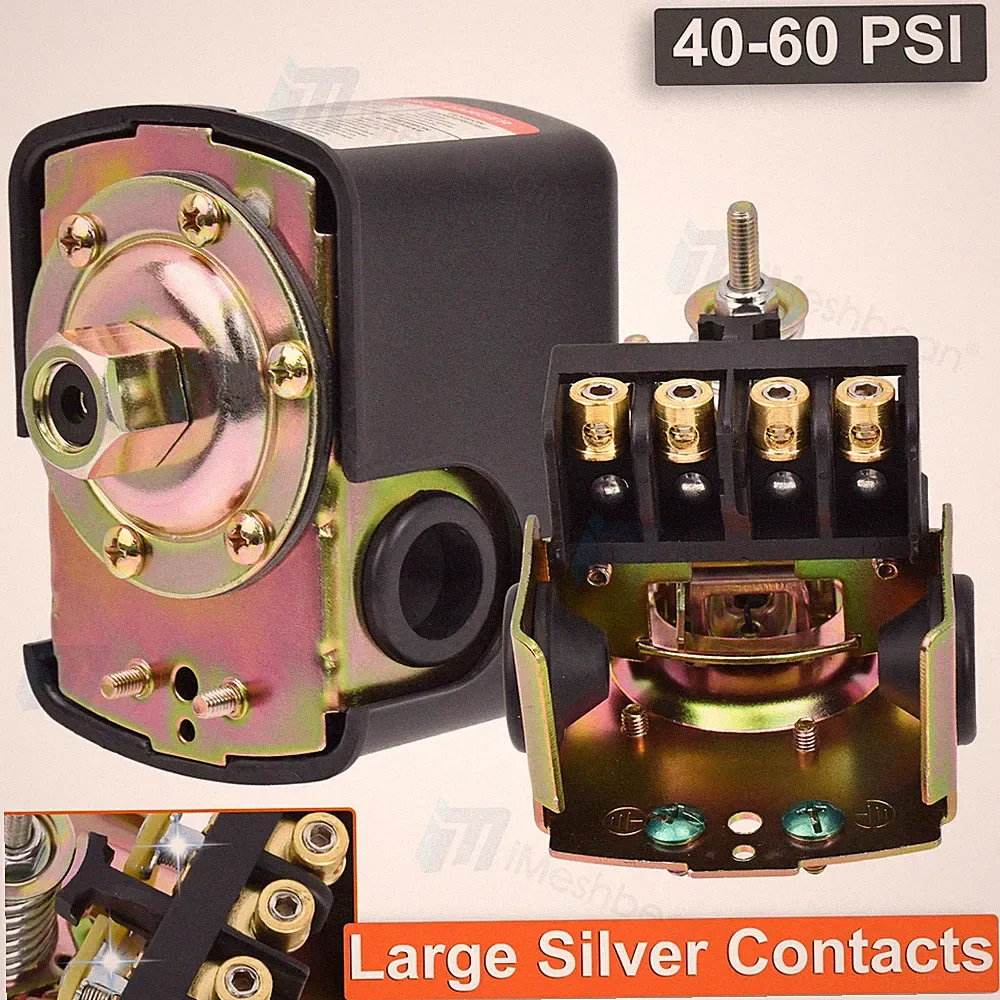Heavy Duty Air Compressor Pressure Switch Control Valve 40-60PSI One Port Silver